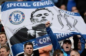 A Chelsea banner appealing to Jose Mourinho